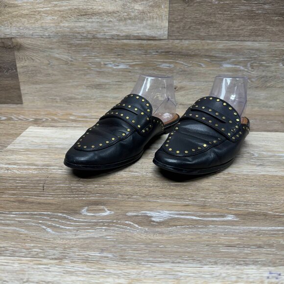 Coach Black Leather Gold Stud Mule (G2667) Women's Size 9 B - Picture 1 of 6